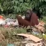 Sam, Orang Utan 18 Tahun, Ditemukan Mencari Makan di Tumpukan Sampah Kutai Timur
